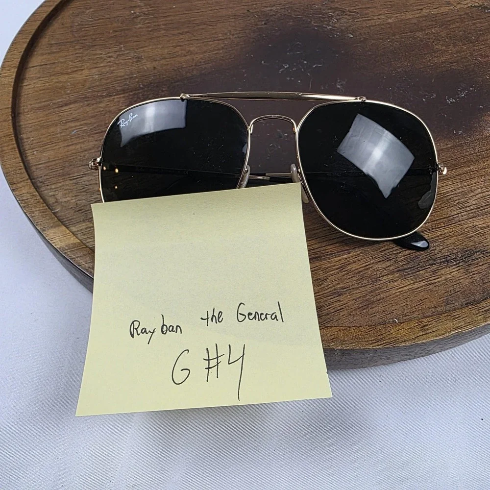 Ray-Ban RB3561 The General Sunglasses Mens 57-17 Gold Green Tinted Square Italy